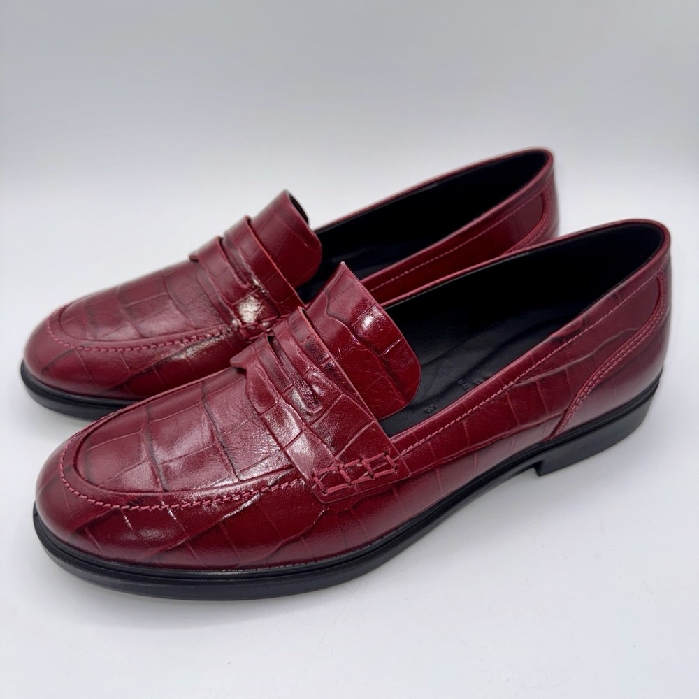 Ecco Classic 15 Penny Loafers Women's Size 8 EU 39 Brick Red Leather - Picture 9 of 16